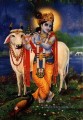 krishna and cow with peacock Hinduism